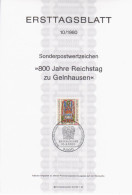 Germany Deutschland 1980-10 ETB ERSTTAGSBLATT "800 Jahre Reichstag Zu Gelnhausen", First Day Sheet, Canceled In Bonn - 1974-1980