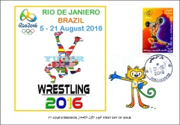 ALGERIE ALGERIA FDC JO Rio 2016 Olympic Olympics Wrestling Lutte Lucha Combattimento Luta - Summer 2016: Rio De Janeiro