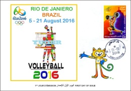 ALGERIE ALGERIA FDC JO Rio 2016 Olympic Games Olympics Volleyball Volley-ball Voleibol Olympische Spiele - Summer 2016: Rio De Janeiro