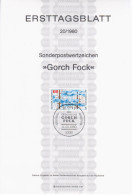 Germany Deutschland 1980-20 ETB ERSTTAGSBLATT "Gorch Fock", Ship Ships, Canceled In Bonn - 1974-1980