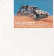 CARTE POSTALE ADHESIVE -PARIS-ALGER-DAKAR  1988 -PEUGEOT -1ER KANKKUNEN -J- PIIRONEN - Rally