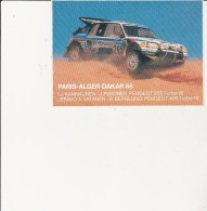 CARTE POSTALE ADHESIVE -PARIS-ALGER-DAKAR  1988 -PEUGEOT -1ER KANKKUNEN -J- PIIRONEN - Rally Racing