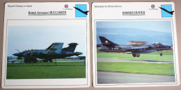 2 Fiche Aviation British Aerospace Buccaneer Hawker Hunter Armée Militaria - Luchtvaart