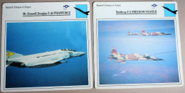 2 Fiche Aviation USA Mc Donnel F 4J Phantom II Northrop F 5 Freedom Fighter Armée Militaria - Luchtvaart