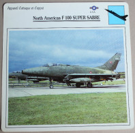 Fiche Aviation USA North American F 100 Super Sabre Armée Militaria - Luchtvaart