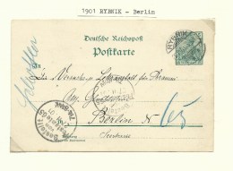 1901. GERMAN  OCCUPATION. POSTKARTE  .RYBNIK--BERLIN. - ...-1860 Préphilatélie