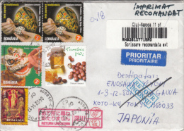 PAINTED EASTER EGGS, DRAGON, HEALTHY FOOD, JESUS ICON, STAMPS ON REGISTERED COVER, 2014, ROMANIA - Cartas & Documentos