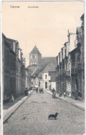 TETEROW Schulstraße Belebt Geschäfte Hand U Pferde Wagen Vorn Dackel Teckel Dachshund 20.6.1912 Gelaufen - Teterow