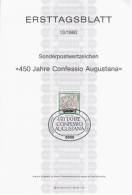 Germany Deutschland 1980-13 ETB ERSTTAGSBLATT "450 Jahre Confessio Augustana" First Day Sheet, Bonn - 1974-1980