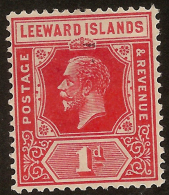 LEEWARD IS 1921 1d Bright Scarlet KGV SG 62 HM #UR264 - Leeward  Islands