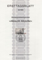 Germany Deutschland 1980-26 ETB ERSTTAGSBLATT "Albrecht Altdorfer" German Painter, First Day Sheet, Canceled In Bonn - 1974-1980