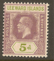 LEEWARD IS 1921 5d KGV SG 71 HM #UR318 - Leeward  Islands