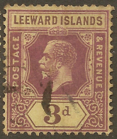 LEEWARD IS 1921 3d KGV SG 69 U #UR314 - Leeward  Islands