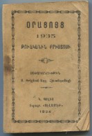 ARMENIAN 1935 USED CALENDER !!!! - Grand Format : 1921-40