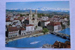 Switzerland Zurich  Limmatquai Grossmunster Wasserkirche Und Die Alpen Stamp 1972    A 107 - Zürich