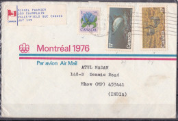 CANADA, Airmail Cover From Canada To India, Montreal 1976, Airmail, Par Avion, Fish, Flower - Airmail