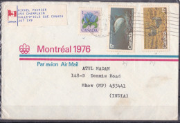 CANADA, Airmail Cover From Canada To India, Montreal 1976, Airmail, Par Avion, Fish, Flower - Luftpost