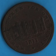 Nottinghamshire - Newark Castle ONE PENNY 1811 TOKEN  T. STANSALL CHARLES MOOR RICHD. FISHER WM. FILLINGHAM WM. READETT - Monetari/ Di Necessità