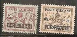 1931 Vaticano Vatican PACCHI POSTALI  PARCEL POST 5 Cent + 75 Cent Usati USED - Parcel Post