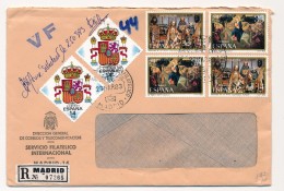 ESPAGNE - 2 Enveloppes Chargées Affranchissements Composés 1983 Et 1987, Service Phil Madrid + 1 En Franchise 1986 - Cartas & Documentos