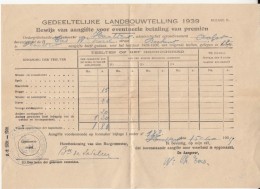 PARTIAL AGRICULTURAL CENSUS, SHEET, 1939, BELGIUM - Landbouw