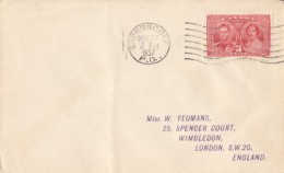 KING GEORGE VI AND QUEEN ELISABETH CORONATION, STAMPS ON COVER, 1937, CANADA - Cartas & Documentos