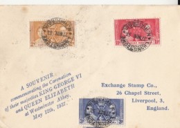 KING GEORGE VI AND QUEEN ELISABETH CORONATION, STAMPS ON COVER, 1937, NORTHERN RHODESIA - Noord-Rhodesië (...-1963)