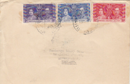 KING GEORGE VI AND QUEEN ELISABETH CORONATION, STAMPS ON COVER, 1937, BRITISH SOLOMON ISLANDS - Iles Salomon (...-1978)