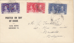 KING GEORGE VI AND QUEEN ELISABETH CORONATION, STAMPS ON COVER, 1937, GRENADA - Grenada (...-1974)