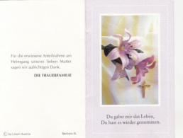 CPA FUNERALS, DEATH ANNOUNCEMENT, LILIES, 2 PARTS FOLDED - Funerali