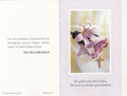 CPA FUNERALS, DEATH ANNOUNCEMENT, LILIES, 2 PARTS FOLDED - Funérailles