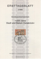 Germany Deutschland 1980-03 ETB ERSTTAGSBLATT "1200 Jahre Stadt Und Bistum Osnabruck" First Day Sheet, Canceled In Bonn - 1974-1980