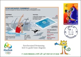 ALGERIE ALGERIA 2016 - FDC Olympic Games Rio 2016 Synchronised Swimming Natation Olympische  Olímpicos Olympics - Zomer 2016: Rio De Janeiro