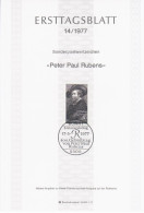 Germany Deutschland 1977-14 ETB ERSTTAGSBLATT "Peter Paul Rubens" Painter Artist, First Day Sheet, Bonn - 1974-1980