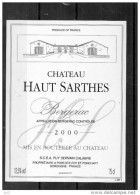 -  Bergerac - Chateau Haut Sarthes 2000 - Bergerac