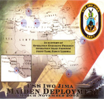 346 - Etiquette Souvenir ISS IWO JIMA Maiden Deployment March November 2003 - Support Enduring Freedom Irak/Liberia - Bateaux