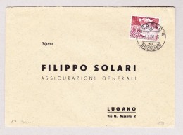 Schweiz Werbe 6.3.1950 Locarno #301 Urtype Auf Brief Nach Lugano - Covers & Documents