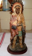 ANCIENNE GRANDE SCULPTURE CHEF INDIEN Sur SOCLE AMERICAN LEGEND TBE 1878 Gramme - Autres & Non Classés