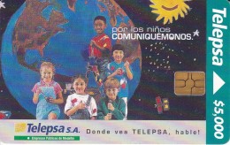 TARJETA DE COLOMBIA DE TELEPSA CON CHIP NEGRO (LA TIERRA) - Astronomia