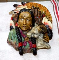 STATUE FIGURINE DECORATION MURALE INDIEN AVEC CHEVRE BON ETAT 20.5 X 17.5 Cm - Other & Unclassified