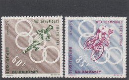 BENIN DAHOMEY  1964 OLYMPIC GAMES TOKYO JAPAN  SPORT  2  STAMPS   MNH  COMPLETE SET CYCLING RUNNING - Benin – Dahomey (1960-...)