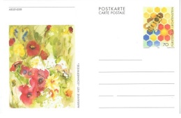 FLORA-L228 - LIECHTENSTEIN Entier Postal Carte Illustrée Abeille Et Fleurs Des Champs - Entiers Postaux