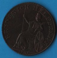 UK Middlesex, Brunswick  1/2 HALF PENNY 1795 Britannia  George III (1760-1820), Payable At J Kilvingtons - Professionals/Firms