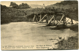 CONGO BELGE CARTE POSTALE ENTIER SURCHARGE EST AFRICAIN ALLEMAND (OCCUPATION BELGE) N°9 UN PONT DE FORTUNE - Ganzsachen