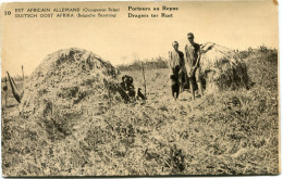 CONGO BELGE CARTE POSTALE ENTIER SURCHARGE EST AFRICAIN ALLEMAND (OCCUPATION BELGE) N°10 PORTEURS AU REPOS - Ganzsachen