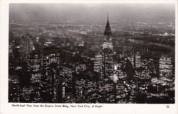 New York City Northeast View At Night From Empire State Building Real Photo - Panoramic Views