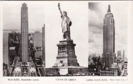 New York City R C A Building Statue Of Liberty & Empire State Building Real Photo - Estatua De La Libertad