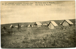 CONGO BELGE CARTE POSTALE ENTIER SURCHARGE EST AFRICAIN ALLEMAND (OCCUPATION BELGE) N°23 UN CAMP DANS LE RUANDA - Ganzsachen