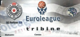 Sport Match Ticket UL000388 - Basketball Partizan Vs Cibona: 2001-11-07 - Tickets D'entrée