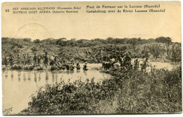 CONGO BELGE CARTE POSTALE ENTIER SURCHARGE EST AFRICAIN ALLEMAND (OCCUPATION BELGE) N°45 PONT DE FORTUNE SUR LA LUVONE - Interi Postali